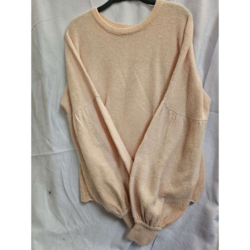 Stone Row Peach Wool Blend Balloon Sleeve Crewneck Sweater 910 Medium